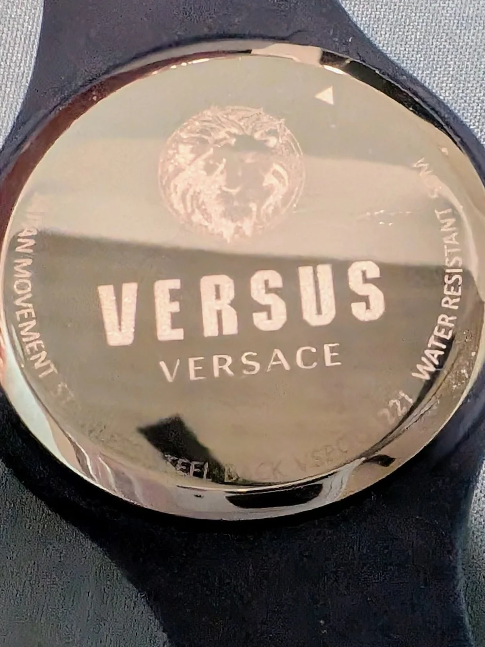 Versus Versace Black and Gold Logo Back Plate Watch